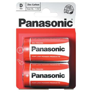 Batterie Panasonic R20/D allo zinco-carbone - 2 pz.