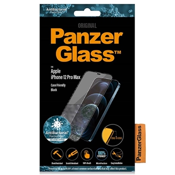 Proteggi Schermo AntiBacterial PanzerGlass per iPhone 12 Pro Max - Case Friendly - Nero