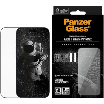 Proteggi schermo iPhone 17 Pro Max PanzerGlass Ceramic II Protection Ultra-Wide Fit EasyAligner - 9H - Bordo nero