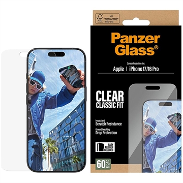 Proteggi schermo in vetro temperato per iPhone 17/16 Pro PanzerGlass Classic Fit EasyAligner - 9H