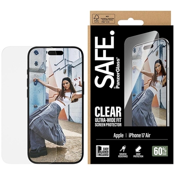 Proteggi schermo in vetro temperato per iPhone Air PanzerGlass Safe Ultra-Wide Fit - 9H - trasparente