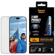 iPhone 18 Pro - Protezione per schermo PanzerGlass Ultra-Wide Fit con FastFit In-A-Box a doppia funzione privacy - 9H - Bordi neri