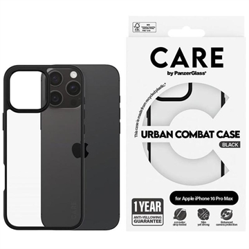 Custodia per iPhone 16 Pro Max PanzerGlass Care Urban Combat - Nera / Trasparente
