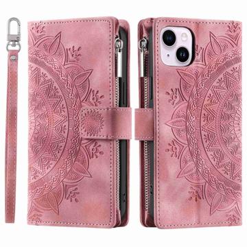 Custodia a Portafoglio Mandala Zipper per iPhone 14 Plus - Rosa Ora