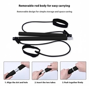 Barra Pilates con bande di resistenza - 91cm - Nero