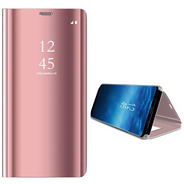 Custodia a Flip Luxury Mirror View per Samsung Galaxy S9 - Rosa Oro