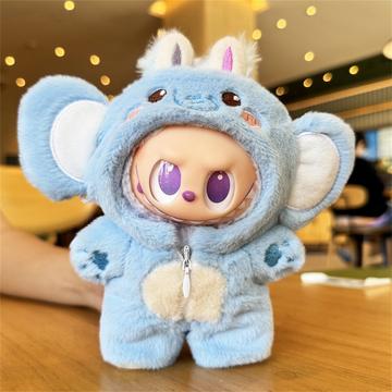 Tuta con cappuccio in peluche a tema animale per bambola Labubu 17 cm - Elefante