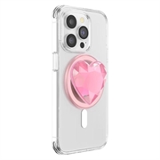 PopSockets Round MagSafe PopGrip Supporto e impugnatura espandibili - Cuore di cristallo / Rosa