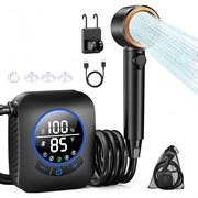 Doccia da campeggio portatile con display LCD intelligente e 5 impostazioni di pressione - 8000mAh