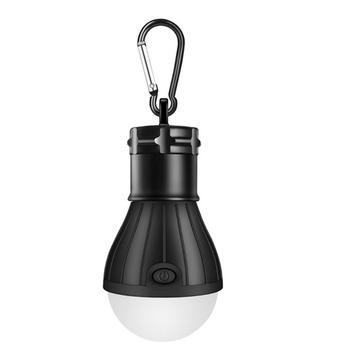 Lampadina da campeggio portatile resistente all\'acqua con moschettone - Nero