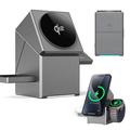 Stazione di ricarica wireless magnetica Qi2 rotante 3 in 1 Premium - Grigio