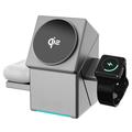 Stazione di ricarica wireless magnetica Qi2 rotante 3 in 1 Premium - Grigio