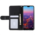 Custodia a Portafoglio Premium con Funzione di Supporto per Huawei P20 - Nera