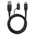 Rexus 2-in-1 USB 2.0 / USB-C and MicroUSB OTG Cable Adapter - Black