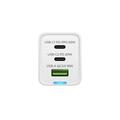 Caricabatterie Prio da 65W con tecnologia GaN, PD 3.0, PPS, QC 3.0 - 2 porte USB-C, 1 porta USB-A - Bianco