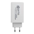 Caricabatterie Prio da 65W con tecnologia GaN, PD 3.0, PPS, QC 3.0 - 2 porte USB-C, 1 porta USB-A - Bianco