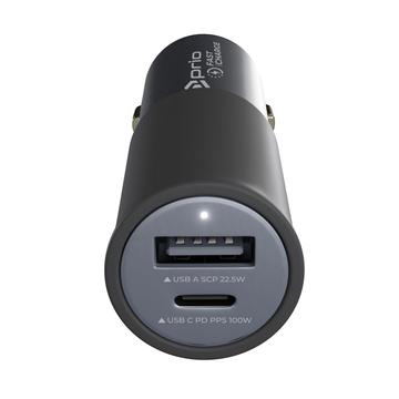 Caricabatterie da auto Prio Fast Charge - 100W PD USB-C, 22,5W USB-A - Nero