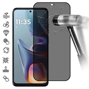 Salvaschermo in Vetro Temperato a Copertura Totale Privacy per Motorola Moto E15 - Bordo Nero