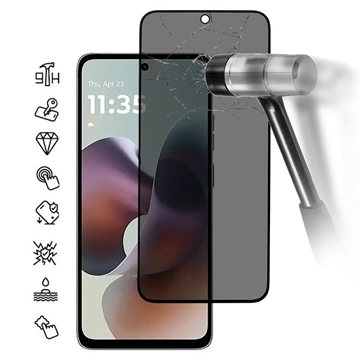Proteggi Schermo in Vetro Temperato a Copertura Totale Privacy per Motorola Moto G56 - Bordo Nero