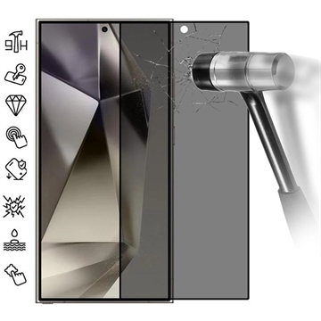 Samsung Galaxy S25 Ultra Riservatezza Protezione dello schermo in vetro temperato - Supporto sblocco con impronta digitale - Bordo nero