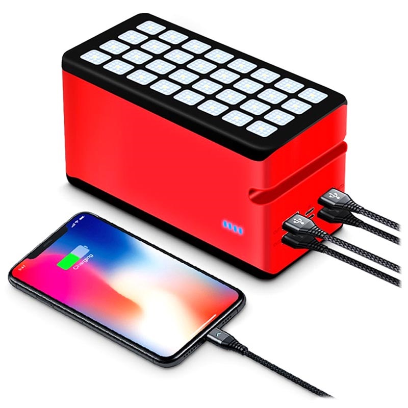 Psooo 100000mAh Solar Power Bank - 4xUSB - Rosso