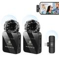 Microfono lavalier wireless doppio Puluz PU647B con ricevitore Lightning - 2 pezzi - Nero