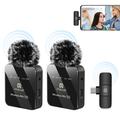 Microfono lavalier wireless doppio Puluz PU648B con ricevitore Type-C - 2 pezzi - Nero