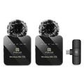 Microfono lavalier wireless doppio Puluz PU648B con ricevitore Type-C - 2 pezzi - Nero