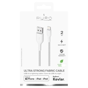 Cavo USB-A / Lightning ultraresistente in tessuto Puro - 2m, 2.4A, 12W - Bianco