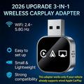 Q1AS Adattatore wireless CarPlay e Android Auto 3 in 1 con AirPlay - argento / nero