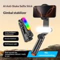 Q34 AI stabilizzatore gimbal per selfie stick con funzione anti-vibrazioni e luce di bellezza RGB - Nero