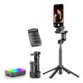 Q37 Stabilizzatore con gimbal AI e bastone per selfie con luce di bellezza RGB - Nero