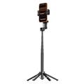 Q37 Stabilizzatore con gimbal AI e bastone per selfie con luce di bellezza RGB - Nero