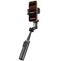 Q37 Stabilizzatore con gimbal AI e bastone per selfie con luce di bellezza RGB - Nero
