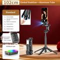 Q37 Stabilizzatore con gimbal AI e bastone per selfie con luce di bellezza RGB - Nero