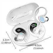 Auricolari wireless Q38 Sports con gancio auricolare - Bianco