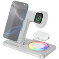 Caricabatterie wireless pieghevole Q50D 4-in-1 con luce ambientale RGB - 15W - Bianco