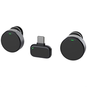 Microfono wireless a clip magnetico Q8 con ricevitore USB-C - 2 pezzi. - Nero