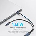 QGEEM CC0082 Cavo intrecciato da USB-C a doppia porta USB-C con ricarica rapida - 140W, 1.2m - Nero