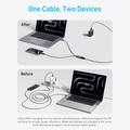 QGEEM CC0082 Cavo intrecciato da USB-C a doppia porta USB-C con ricarica rapida - 140W, 1.2m - Nero