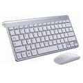 Set mini tastiera e mouse wireless QH-001 a 2.4GHz - Layout americano - Argento