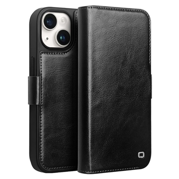 Custodia in pelle a portafoglio iPhone 15 Qialino Classic - nera