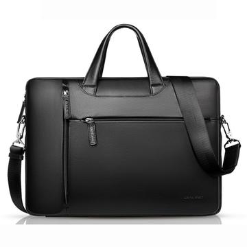Borsa per laptop in vera pelle Qialino - 15" - Nero