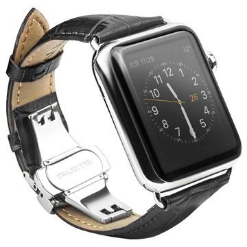 Cinturino in Pelle Qialino per Apple Watch Series 5/4/3/2/1 - 42mm, 44mm - Nero