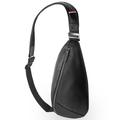 Qialino, borsa a tracolla/portafoglio in pelle premium - Nero