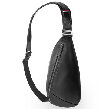 Qialino, borsa a tracolla/portafoglio in pelle premium - Nero