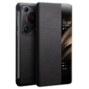 Custodia in pelle a vibrazione Qialino Smart View per Huawei Pura 70 Ultra - Classica - nera