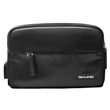 Marsupio in pelle con porta USB Qialino Tactical - Nero