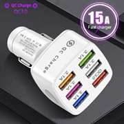 Caricabatterie da auto USB a 6 porte con ricarica rapida - Bianco