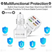 Caricabatterie da auto USB a 6 porte con ricarica rapida - Bianco